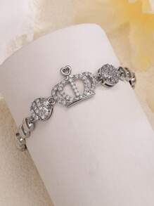 1 pieza Pulsera vintage con diseño de corona hueca, accesorio elegante y versátil para mujer para uso diario u ocasional