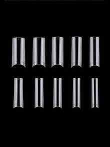 600pcs Extra Large No C-Curve Nail Tips, Transparent Rectangular Straight Fake Nails, 10 Sizes, Half-Cover Artificial Nails, Suitable For Nail Salon Professionals And Home DIY - Clear - View 4