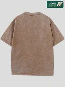 Women's Washed Cotton Casual Crew Neck T-Shirt With GOD Print, Pure Cotton Short Sleeve Loose Fit Summer Tee, Machine Washable Ladies T-Shirts