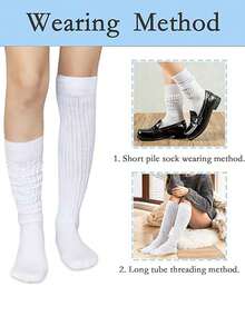 4 Pairs Slouch Socks, Women's Soft Knitted Boot Socks, Solid Color Compression Socks, Bubble Socks Crew Socks, Fall Autumn Winter Warm & Breathable Socks, Halloween Christmas Xmas Gift - Multicolor - View 9