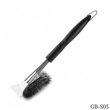1pc BBQ Grill Cleaning Brush, Heat Resistant Steel Wire Brush, BBQ Grate Degreasing Tool With Detachable Replacement Brush Head, Barbecue Cleaning Tool, Splash-Proof Oven Cleaning Brush