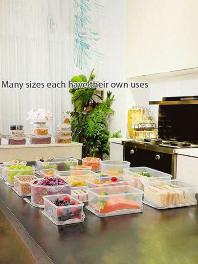 24-Piece PP Storage Containers - Airtight Lids, Microwaveable & Multiple Sizes For Fruits/Vegetables/Meat/Snacks | Ideal For Families, Renters & Office Workers