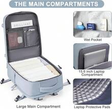 Large Travel Backpack Carry On Flight Approved Mochila De Viaje Carry On Backpack For Airplanes Spirit Airlines Personal Item Bag 18x14x8 Inches Travel Bag Traveling Backpack For Women Men Grey Blue - Blue - View 7