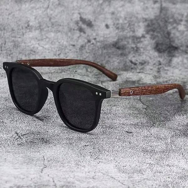1pc Wood Grain Leg Rivet Fashion Glasses For Women And Men, UV Protection Fashionable Fashion Glasses Back To School Fashionable Preppy School Look