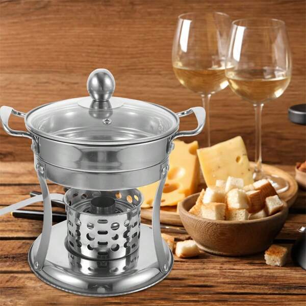1 pieza Calentador de alimentos de hornilla única, pequeño calentador de bufé para fuente de calor para platos de bufé, calentador práctico para olla caliente, olla de camping, olla caliente, calentador de alimentos de acero inoxidable