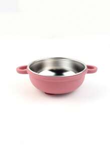 1 pezzo Scodella per bambini in acciaio inossidabile con ventosa, con manica in silicone rimovibile, antiscivolo e durevole