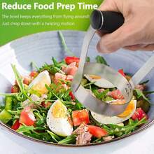 T4JT    Plain Edge Food Chopper, 3 Inch Manual Hand Chopper Dicer, Stainless Steel Round Handheld Food Cutter With Grip Handle, Chop Cabbage, Boiled Egg, Nut, Fruit, Vegetable, Meat For Salad - Plain Edge - View 9