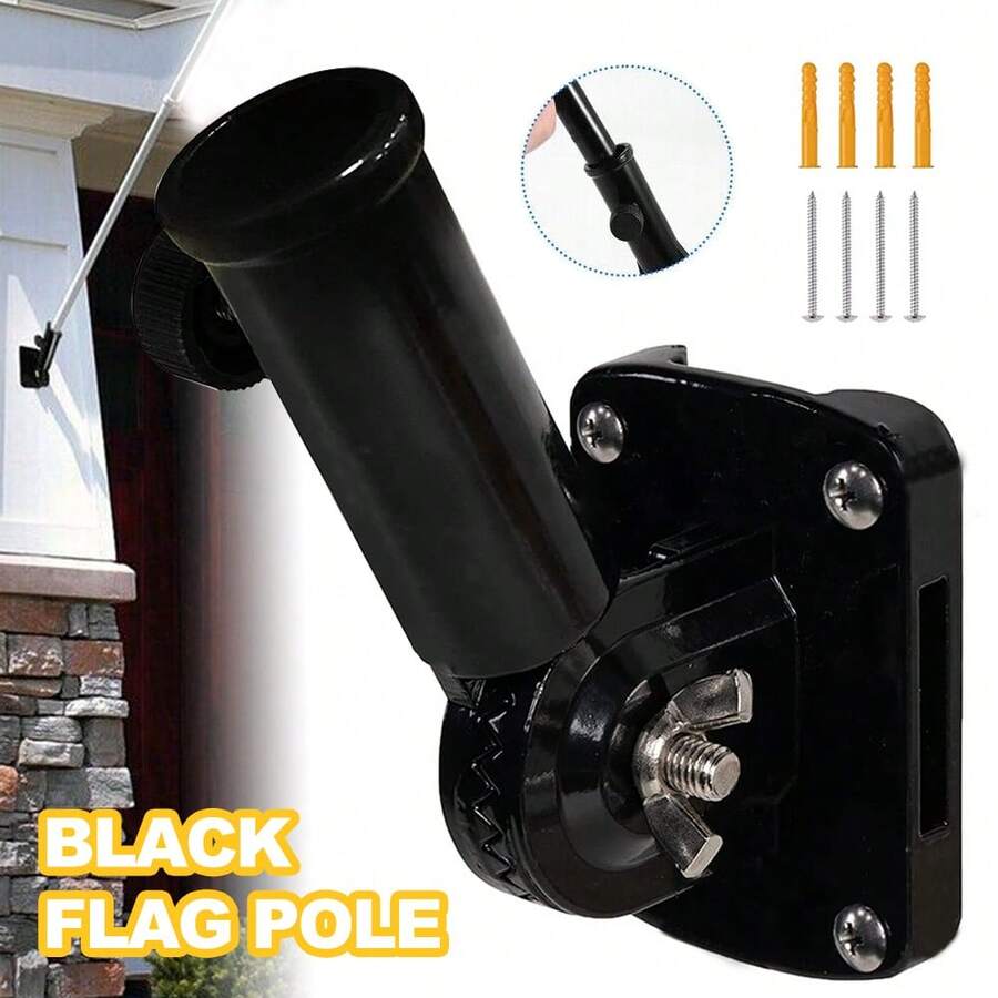 Flag Pole Holder Aluminum Alloy Flag Pole Bracket Wall Mounted Flagpole Bracket - Black - View 1