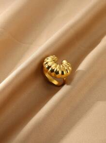 Waterproof Ring For Women Gold Color Stainless Steel Opening Rings Geometric Shell Flower Cute Ring Jewelry Daily Dainty Gift