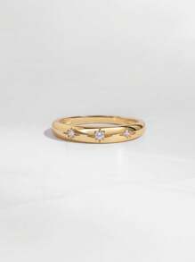 1pc Luxury Floral Zirconia Copper Ring Jewelry Accessory For Women