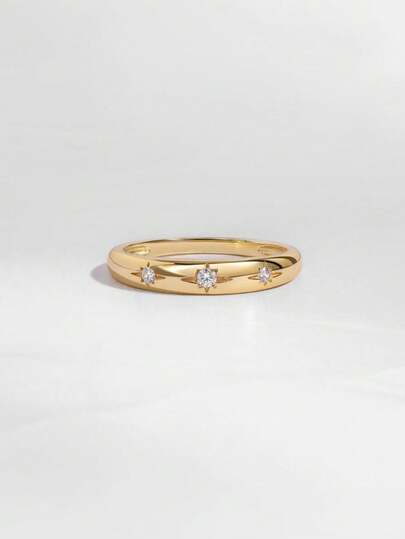 1pc Luxury Floral Zirconia Copper Ring Jewelry Accessory For Women