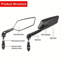 Adjustable Bicycle Rearview Mirror - Wide Angle, Clear View, Fit All Handlebars, Black Fashion Design