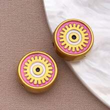 2pcs Fashion Enamel Stainless Steel Devil Eye Spacer Beads Charm High Quality Gold Plated Eye Spacer Beads Jewelry Findings For Necklaces, Bracelets, Earrings, Jewelry Making And DIY Crafts