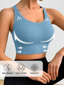 4pcs/Set Women Casual Sports Racerback Bras, Lightweight & Breathable For Running, Back Beauty, Support And Wireless, Fitness Yoga Workout Tank Tops For Outdoor Running, Wireless Sports Vest Tops Lingerie Yoga Base Sports Bras Curve Summer Bra - 彩色 - 查看 6