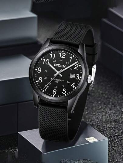 BIDEN Men's Watch, Fashionable Unisex Watch, Easy To Read Digital Luminous Dial, Waterproof, Date Watch, Doctor/Nurse Watch, Men's And Women's Casual Watch+Free Box