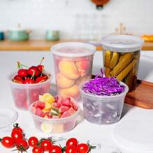 VYIHBO Deli Containers With Lids 48 Sets Plastic Soup Containers With Lids 8oz 16oz 32oz Take Out Container For Restaurant Food Container With Leakproof Microwave Freezer Dishwasher Safe - CLEAR - View 6