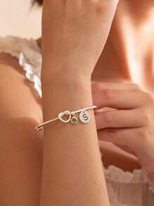 Personalised Birthstone Charms Bracelet, Friendship Knot Bracelet, Engraved Name Letter Bracelet,Silvery,Gold Color Bracelet For Her,Best Friend Gift,Stainless Steel Jewelry,Gold Bangle Bracelet, Bridesmaid Gift, Birthday Gift For Mum Sister Friend