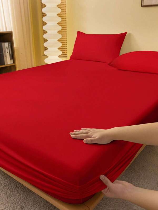 1 pezzo Lenzuolo con angoli di colore rosso natalizio, coprimaterasso, copriletto da camera da letto, biancheria da letto rossa, biancheria da letto bianca, set lenzuolo con angoli per letto singolo nero, multicolore, traspirante e delicato sulla pelle, adatto a letti di tutte le misure - singolo, matrimoniale, king, queen, con profondità della tasca fino a 30 cm