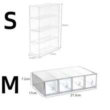 1pc Transparent 4-Cell Pull-Out Glasses With Drawer Sunglasses Storage Box Dustproof Stackable Accessories Storage Box,Stationery Storage, Makeup Tool Storage, Jewelry Storage, Display Stand
