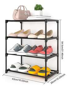 1 pieza Estantería de almacenamiento de zapatos de 4 o 5 niveles, multiusos y de almacenamiento simple, ahorra espacio, apta para entrada, armario, sala de estar, garaje - Negro - Ver 4