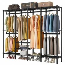 MODULAR CLOTHING SYSTEM - Heavy-Duty Metal Garment Rack 1100 Lbs - 4x4 Design - 77" Width - Equipment - Holds 240+ Garments - Multiple Assembly Options - Steel Construction - Space-Optimizing - For Home & Commercial Use