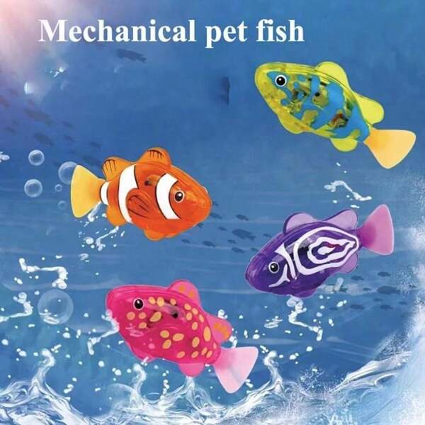 1/2/3/4pcs Children's Electronic Pet Clownfish Baby Bath Toy, Luminous Induction Electric Machine Fish, Swimming Pet Fish, Swimming Fish Can Swim Simulation Clownfish Toy, (This Product Is A Button Battery Function, Please Take It Out And Dry It In Time After Use)