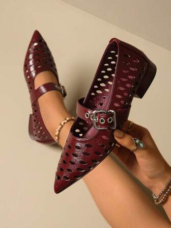 Women's Comfortable Mother Shoes, Summer Casual Sandals, Mid-Heel, Soft Sole, Breathable Hollow Design Flat Shoes, Suitable For Christmas, New Year, Valentine's Day, Office, Formal Occasions, Autumn/Winter