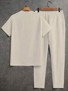 Men's Casual Comfortable Round Neck Short Sleeve Top And Pants 2-Piece Outfit - Multicolor - View 2