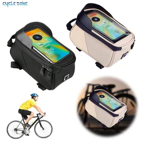 Sac de cadre de vélo, sac de tube avant de vélo de montagne, sac de selle, sac de barre transversale, sac de téléphone pour cyclisme, accessoires de vélo, sac imperméable à grande capacité à double face pour le cyclisme en extérieur