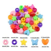 200/400/600/1000 piezas Cuentas miniaturas de caballos, corazones y estrellas de colores surtidos para hacer pulseras, collares y joyería DIY