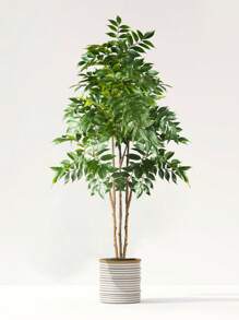 Árbol artificial de Ficus de 76/140cm, árbol falso grande de Nandina con ramas, árbol de palma de plástico verde alto para decoración del hogar, jardín y oficina, sin maceta