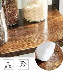 Estante de almacenamiento de 2 niveles, organizador de computadora, marco de bambú, para cocinas, comedores, oficinas, café rústico y negro - Marrón - Ver 6