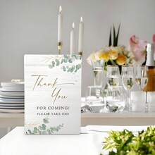 1 pieza Soporte de madera para dar las gracias de 5x7 pulgadas, cartel de madera verde salvia para fiesta de cumpleaños, boda, despedida de soltera, mesa de bienvenida, cartel "Sírvase tomar uno", "Gracias por venir", decoración de mesa para baby shower