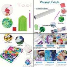 黑猫钻石画套装，5D DIY 马赛克全钻水钻刺绣工艺用品，手工礼物，家居装饰墙面艺术，让您享受钻石画的轻松体验，无需画框 - 彩色 - 查看 5