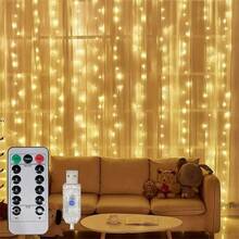LED Window Curtain Lights, USB Powered Fairy String Lights With Remote Control 8 Modes, Suitable For Room Bedroom, Wedding, Party, Holiday Decor, Christmas, Halloween, Valentine's Day, Yard Garden Hanging Decor