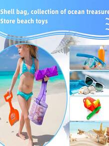Personalized Seashell Zipper Mesh Beach Bag,Summer Pool Accessories With Name ,Custom Kids Sea Shell Bags,Mesh Shoulder Bags