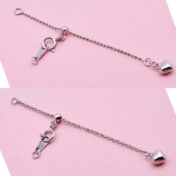 925 Sterling Silver Extension Chain With Spring Clasp Connector, Jewelry Making Accessory For Necklace & Bracelet DIY