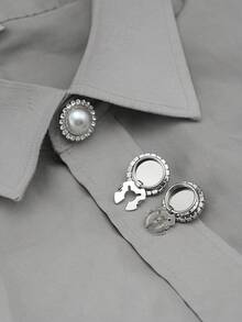 1/2/4pcs Rhinestone Button Covers For Women, Crystal Button Covers, Detachable Clip On Button Covers, Crystal Fancy Buttons For Clothing, Button Snaps With Pliers Press For Dress Suit Tux Shirt Accessories, Lead Color - Multicolor - View 11