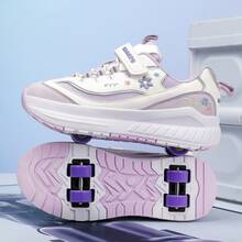 4-Wheel Roller Skates For Teens, Students, Adults, Couples, Fashion Sneakers, Outdoor Sports Roller Shoes, High-Top For Men And Women, Removable Wheels Design, 2-In-1 Convertible - Purple - View 5