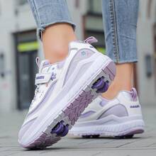 4-Wheel Roller Skates For Teens, Students, Adults, Couples, Fashion Sneakers, Outdoor Sports Roller Shoes, High-Top For Men And Women, Removable Wheels Design, 2-In-1 Convertible - Purple - View 9