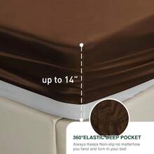 Twin Satin Sheets Sets - 3 Piece Brown Silky Bed Sheets Twin With Deep Pockets, Luxury Silk Feel Satin Sheet Set Bedding Set (1 Flat Sheet,1 Fitted Sheet,1 Pillow Case) - 棕色 - 查看 7