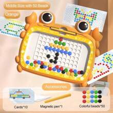 1 pieza Tablero magnético de dibujo para niños - Rompecabezas de arte de puntos coloridos con bolígrafo de estilo, juegos de clasificación de colores y juguete sensorial, forma de cangrejo y conejo, juguete educativo STEM para niños de 3 a 6 años, tableta para dibujar portátil, regalos de cumpleaños para niños y niñas