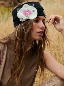 1 Stück Modischer Schmetterling Orchideen Kristall Metallkopfband für Frauen, elastisches dehnbares Haarband Haaraccessoire für Modische Frauenhaarschmuckartikel