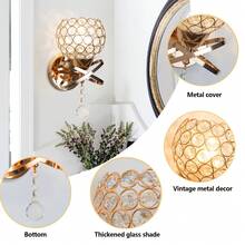 2 Pack Crystal Wall Lamp – Modern Simple Design For Corridor, Entrance & Bedroom (Free 2-Color Bulbs) - WL605-1FGD - View 3