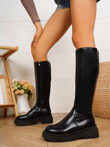 planare Fall/Winter 2025 Stylish Black Knee - High Boots, Side Zipper Detail And Chunky Heel, A Must - Have In Any Season - Black - View 6