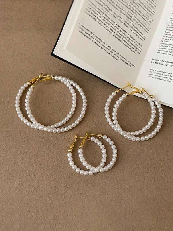 1pair Exaggerated Personalized Pearl Earrings, Female French Retro, Light Luxury, Elegant, Fashionable, Versatile Jewelry Earrings And Earrings