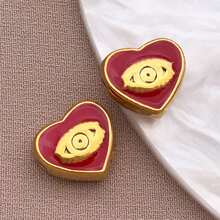 2pcs Fashion Enamel Stainless Steel Devil Eye Spacer Beads Charm High Quality Gold Plated Eye Spacer Beads Jewelry Findings For Necklaces, Bracelets, Earrings, Jewelry Making And DIY Crafts