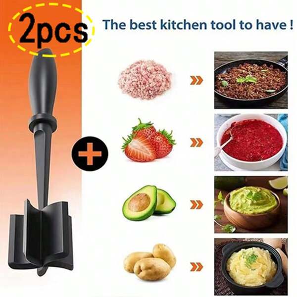 2pcs/Set Plastic Meat Chopper Handheld Meat Grinder, Food Scraper & Mincing Masher