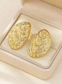 2 pares de pendientes de mujer tipo maxi con diseños asimétricos de conchas, corazones, lágrimas, peces, espirales y caras geométricas, chapados en oro, adecuados para fiestas y uso diario