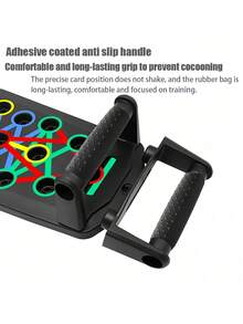 2/3 件多功能家用健身器材，符合人体工程学的俯卧撑训练板，可增强胸部和肩部力量，可折叠便携式健身训练板，非电动 PP 材质，28 孔多用途俯卧撑板 - 彩色 - 查看 7